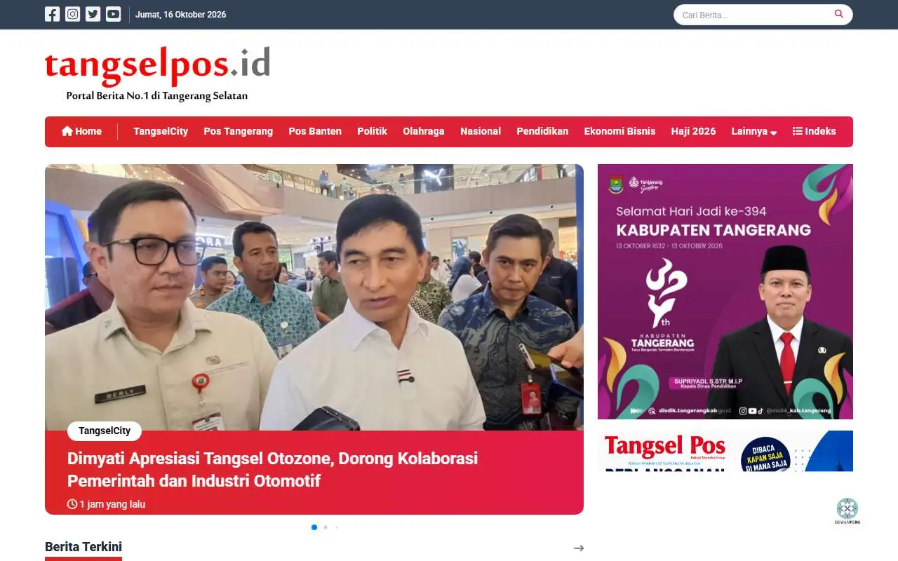 Tampilan website resmi Tangsel Pos (tangselpos.id)