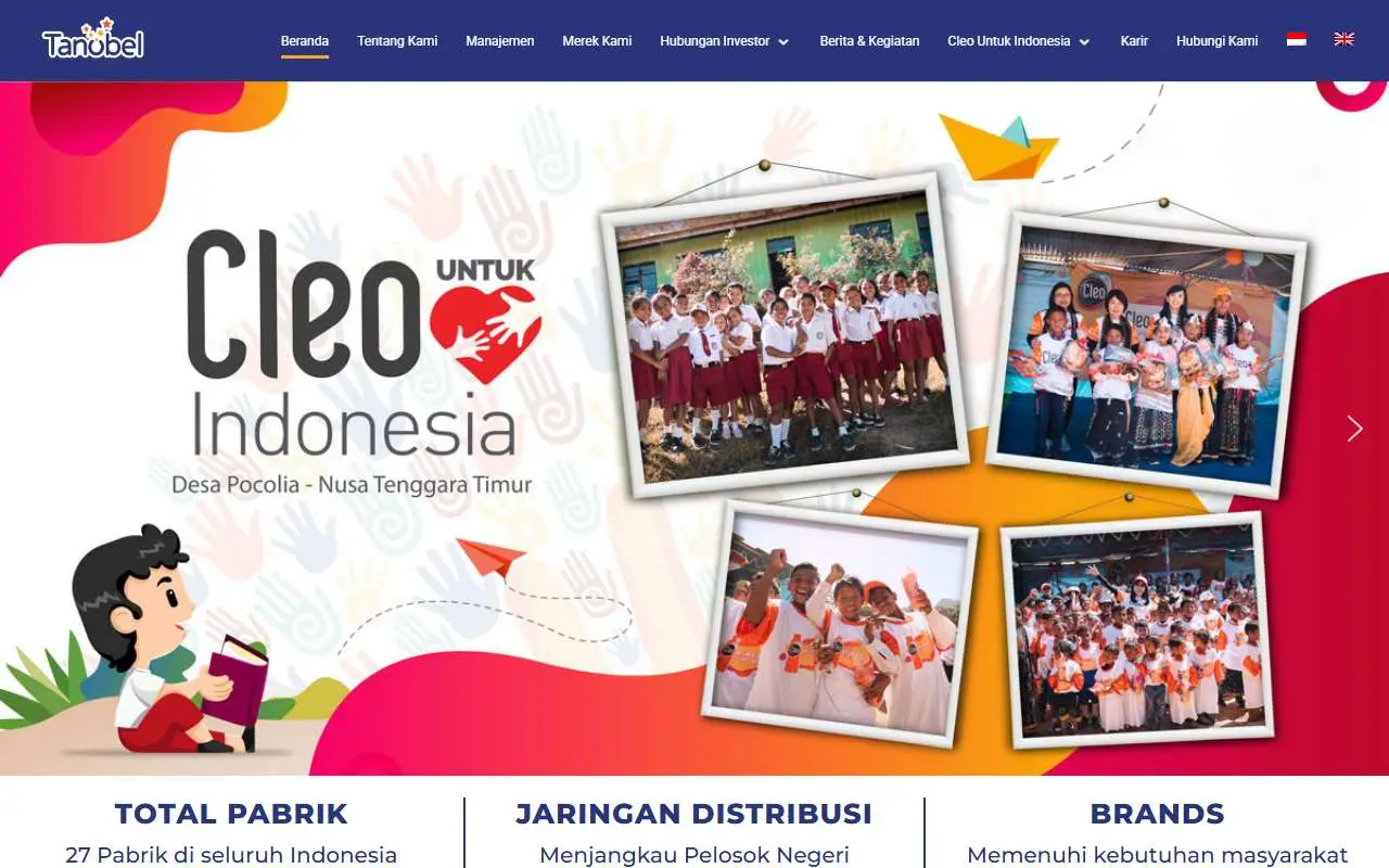 Tampilan website resmi Sariguna Primatirta (tanobel.com)
