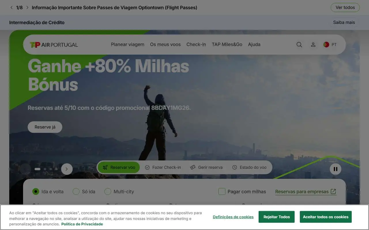 Tampilan website resmi TAP Air Portugal (flytap.com)