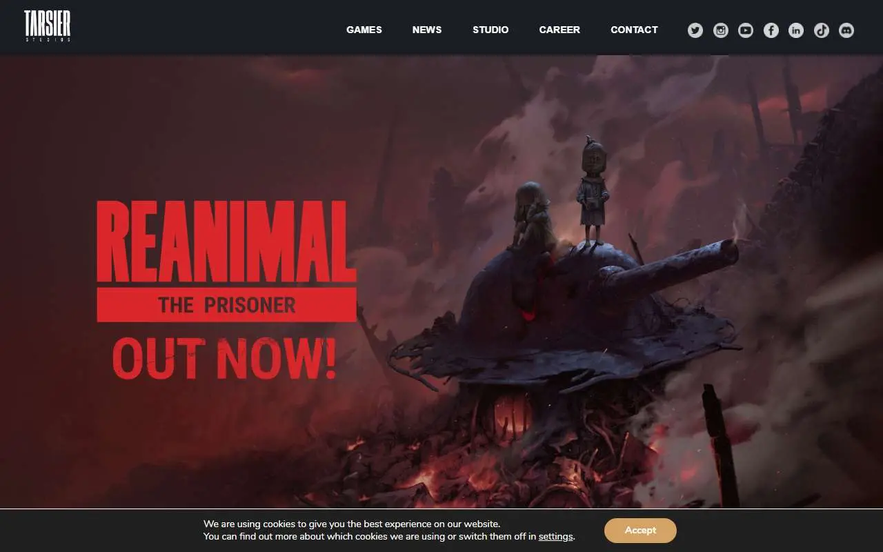 Tampilan website resmi Tarsier Studios (tarsier.se)
