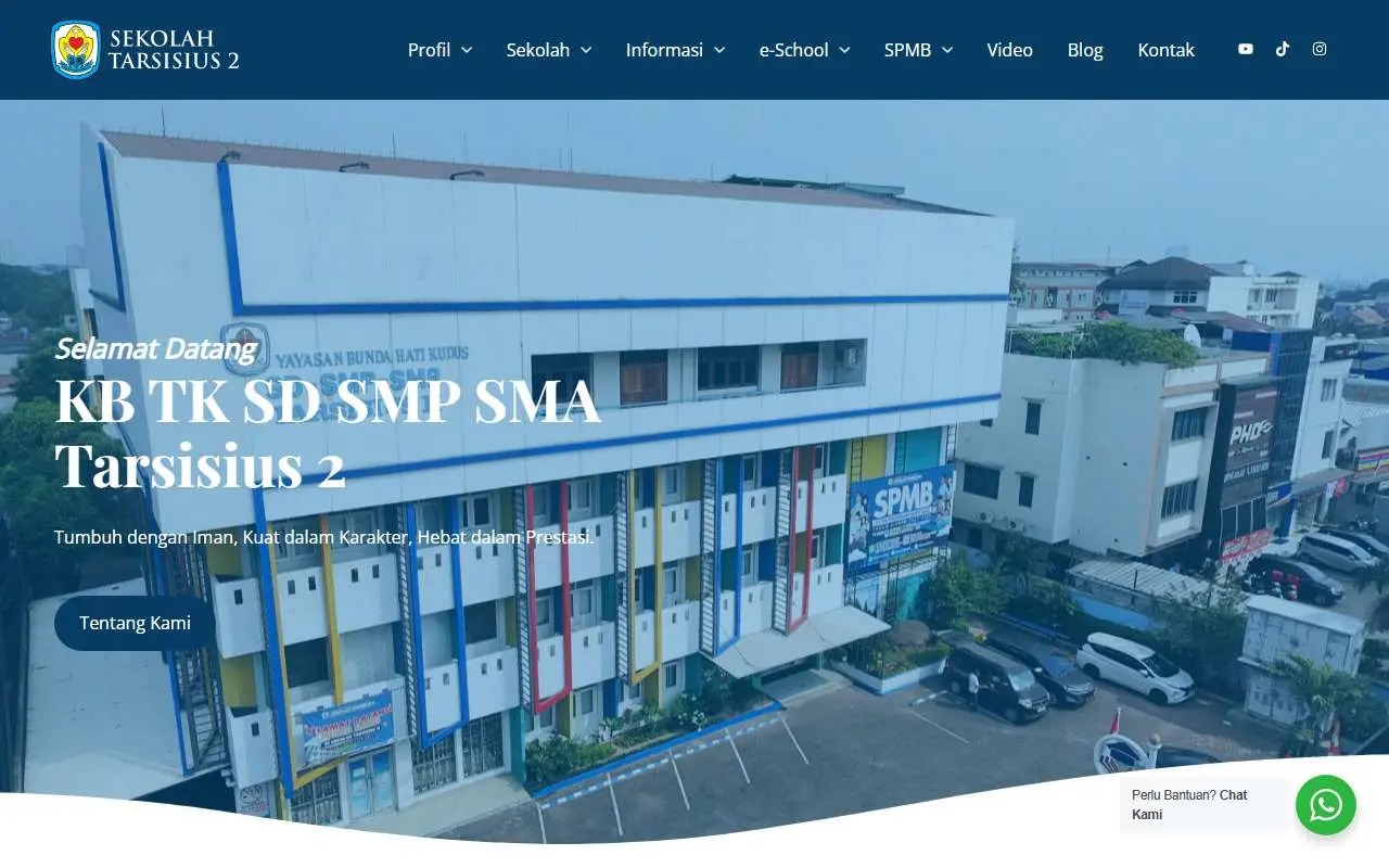 Tampilan website resmi Tarsisius 2 School (tarsisius2.sch.id)