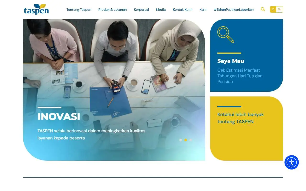 Tampilan website resmi Taspen (taspen.co.id)