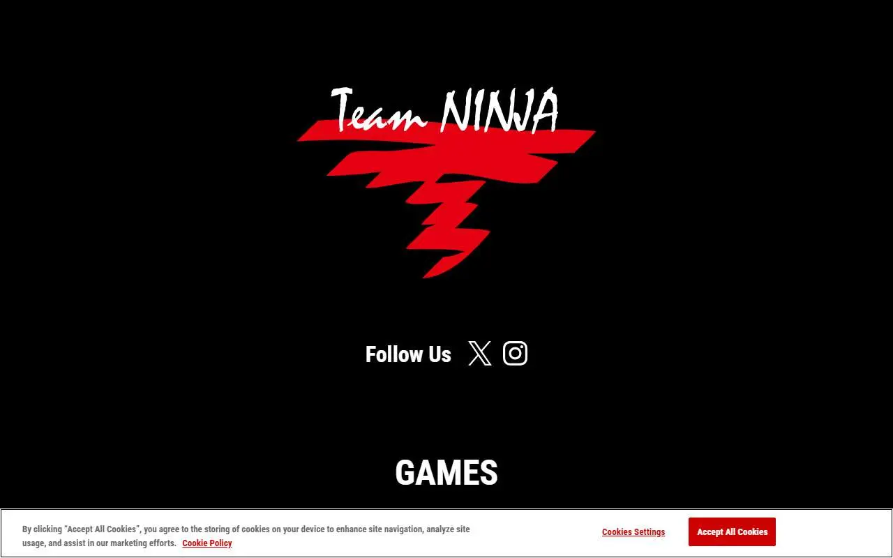 Tampilan website resmi Team ninja (teamninja-studio.com)