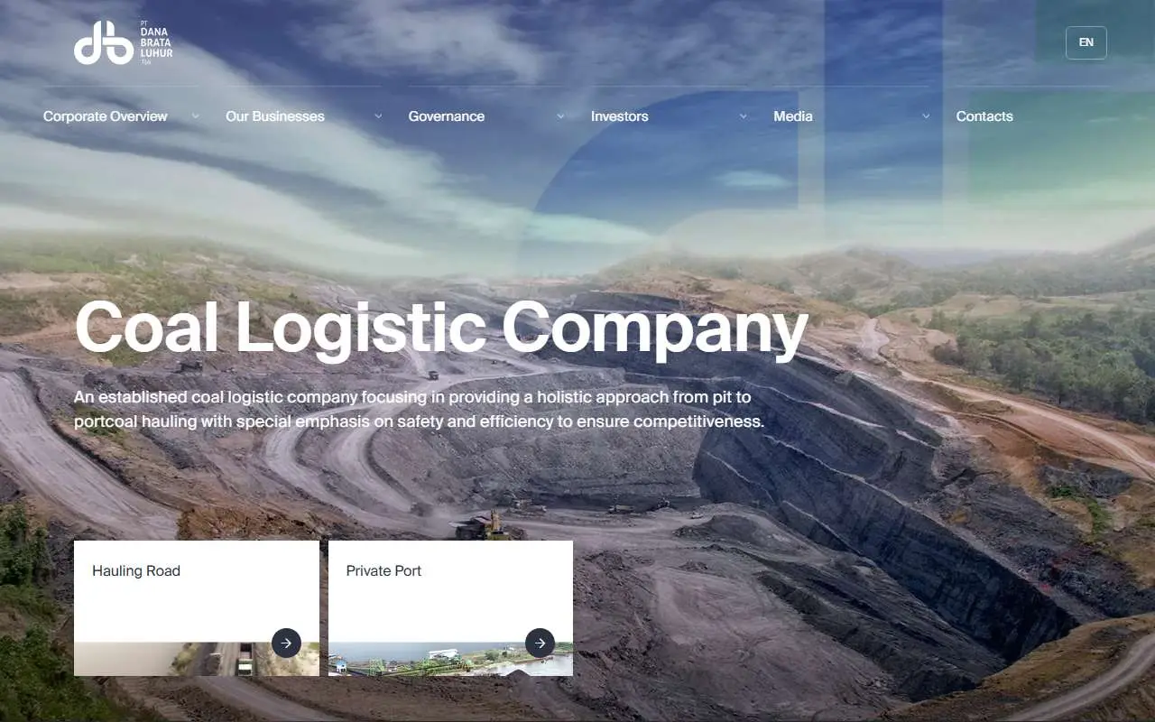 Tampilan website resmi Dana Brata Luhur (tebe.co.id)