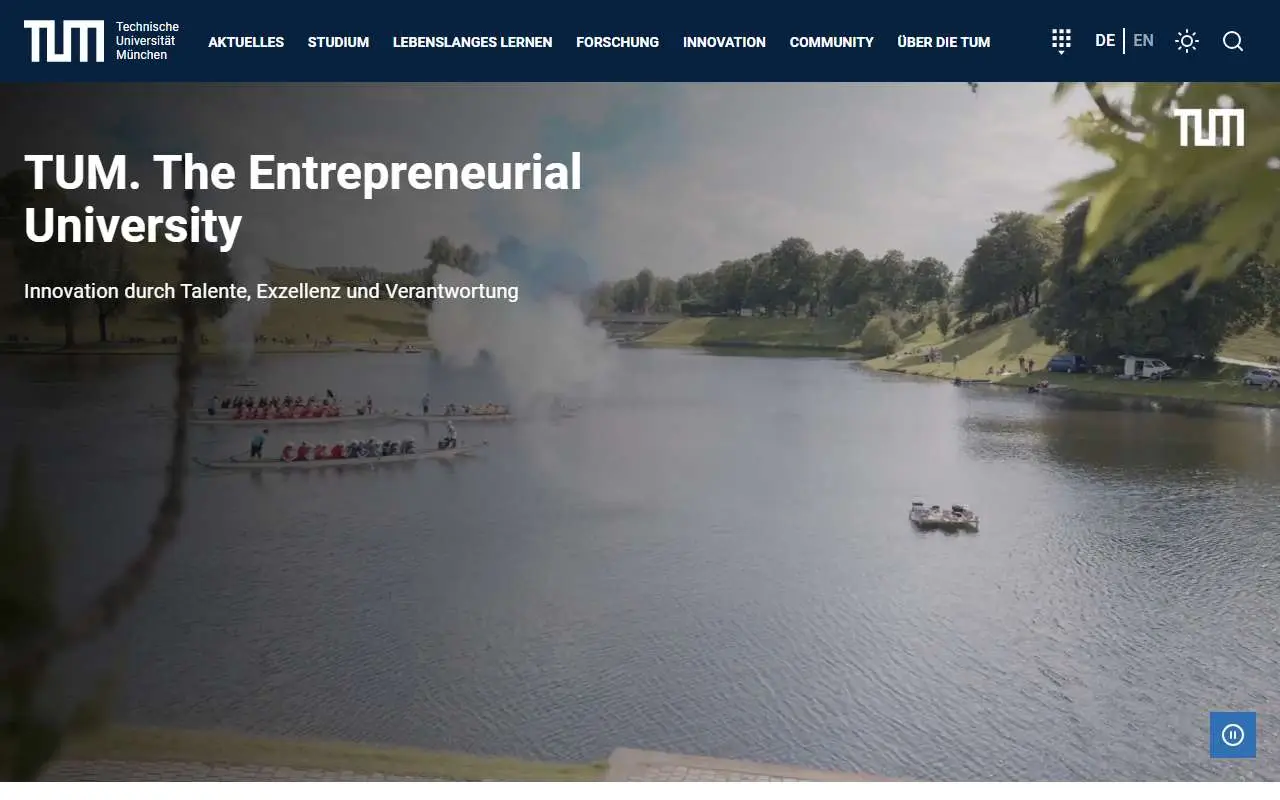 Tampilan website resmi Universitas Teknik München (tum.de)