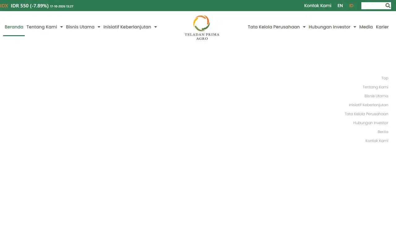 Tampilan website resmi Teladan Prima Agro (teladanprima.com)