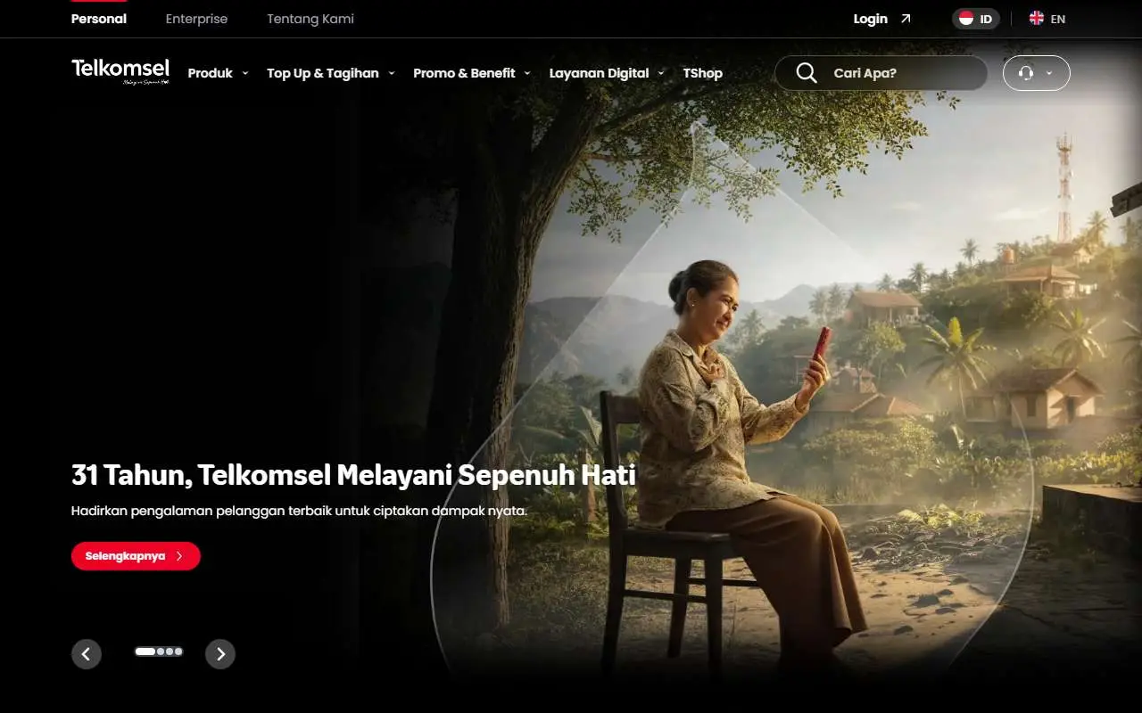 Tampilan website resmi Telkomsel (telkomsel.com)
