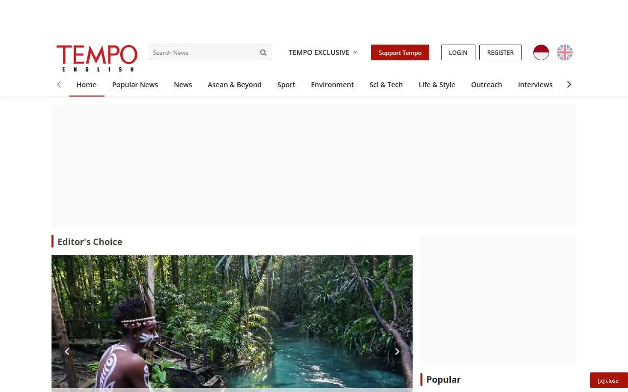 Tampilan website resmi Tempo English (en.tempo.co)