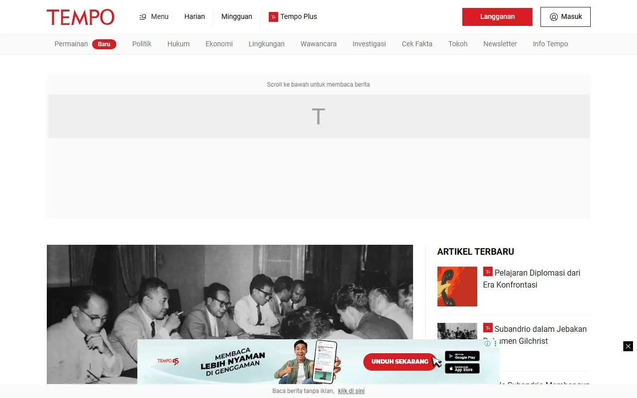 Tampilan website resmi Tempo (tempo.co)