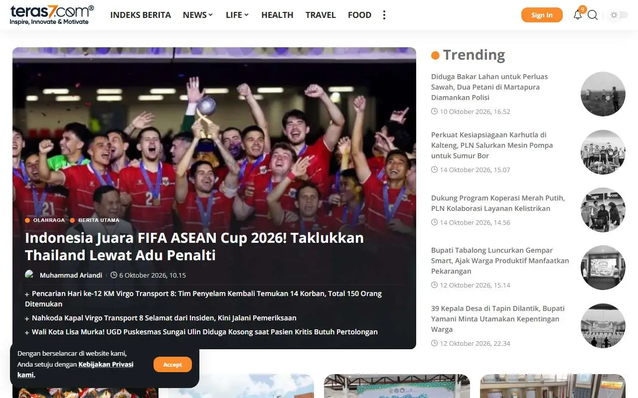 Tampilan website resmi Teras7 (teras7.com)