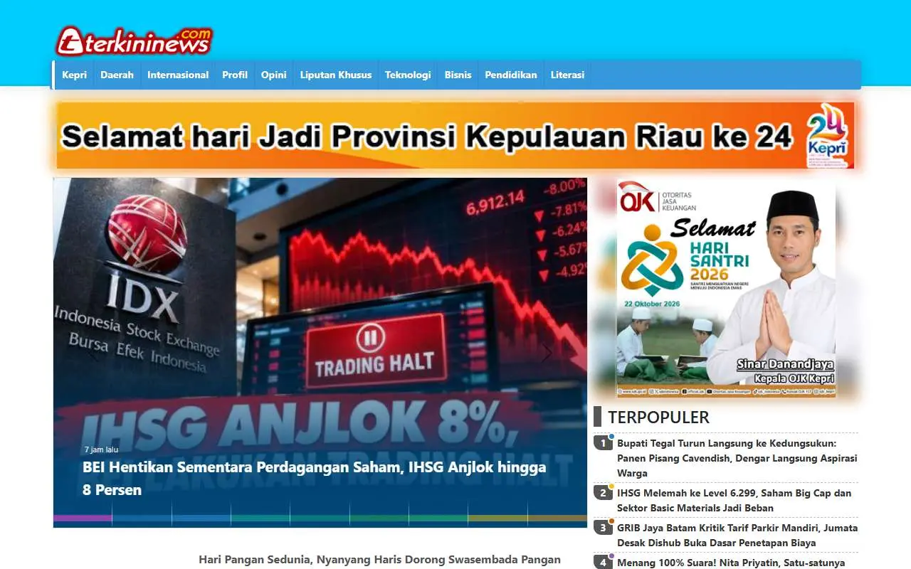 Tampilan website resmi Terkininews (terkininews.com)