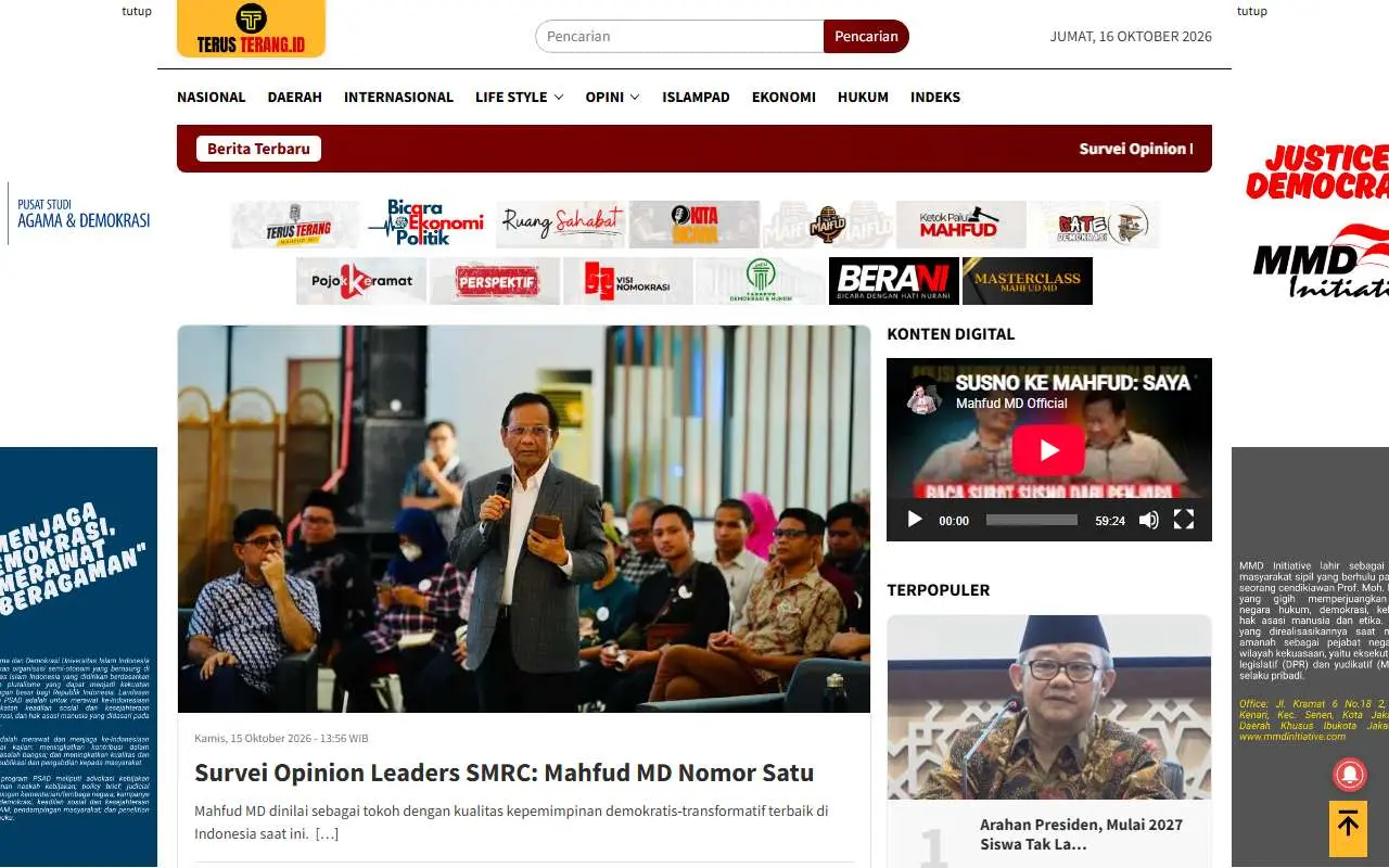 Tampilan website resmi Terusterang (terusterang.id)
