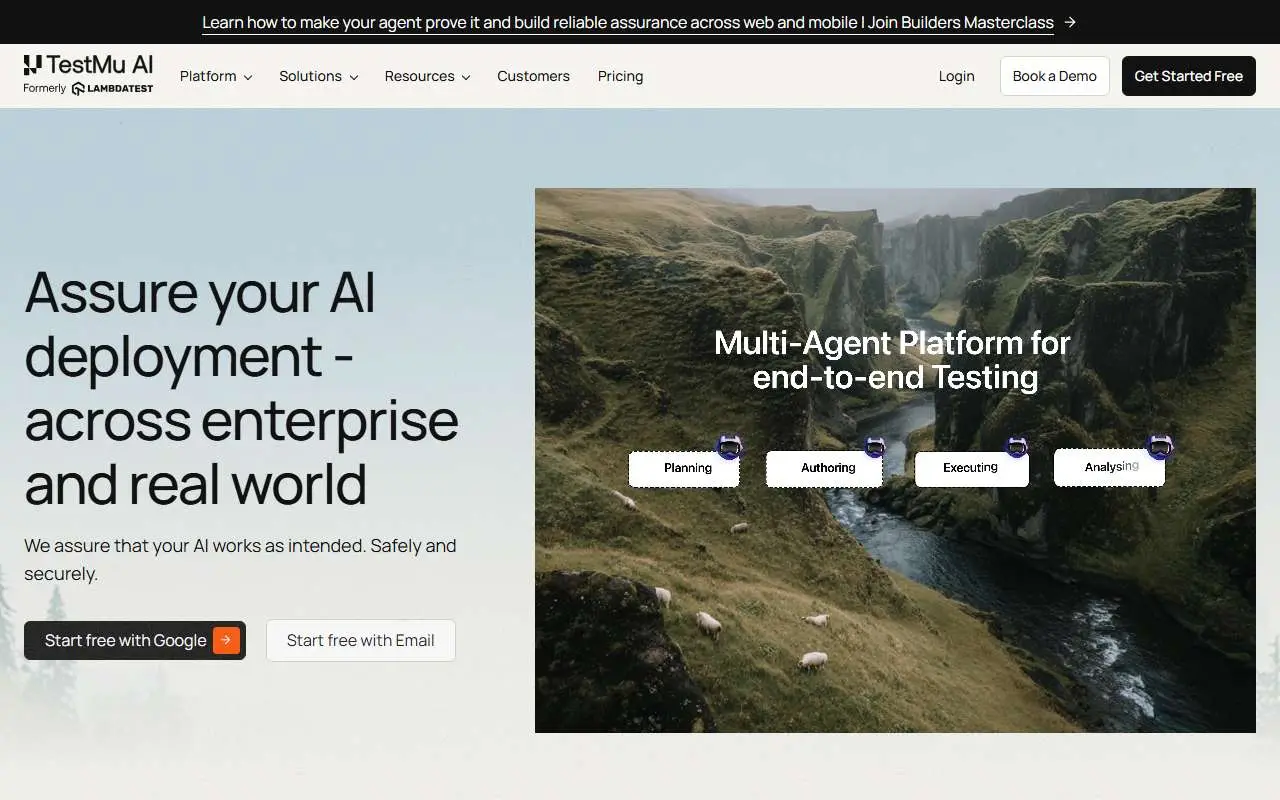 Tampilan website resmi TestMu AI (testmuai.com)