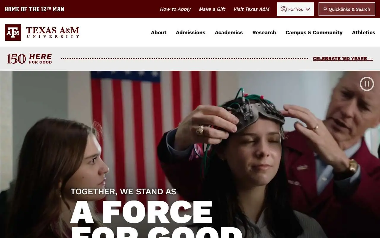 Tampilan website resmi Universitas Texas A&M (tamu.edu)