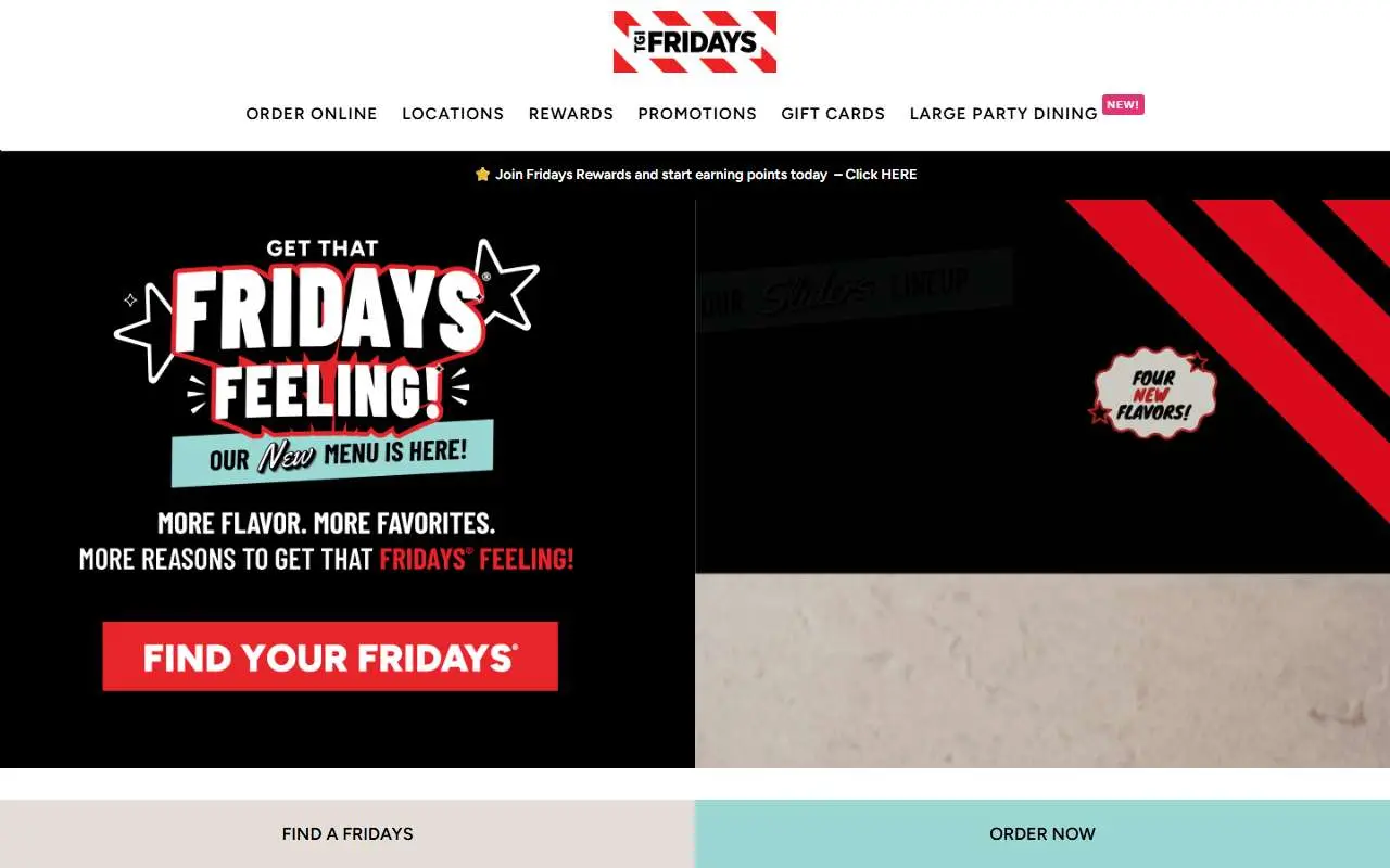Tampilan website resmi TGI Fridays (tgifridays.com)
