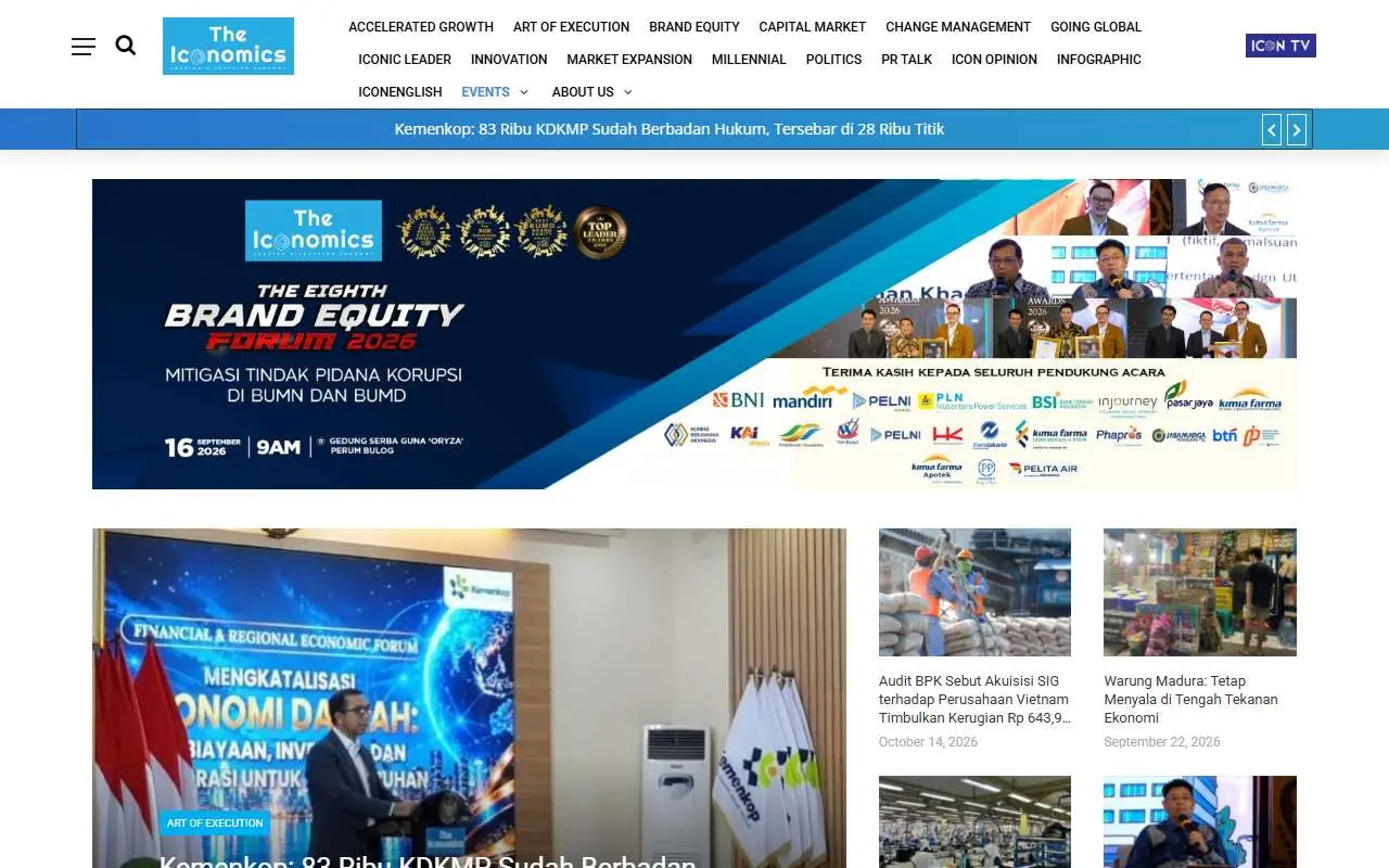 Tampilan website resmi The Iconomics (theiconomics.com)