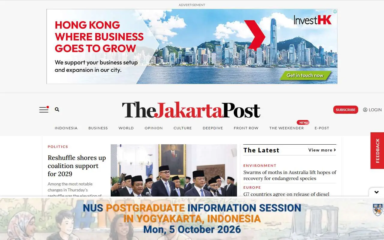 Tampilan website resmi The Jakarta Post (thejakartapost.com)