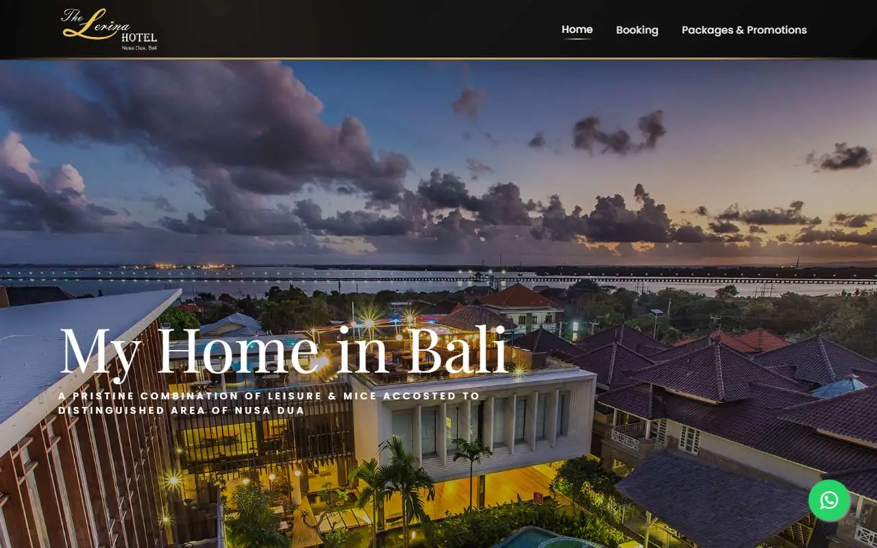 Tampilan website resmi The Lerina Hotel Bali (thelerinahotelbali.com)