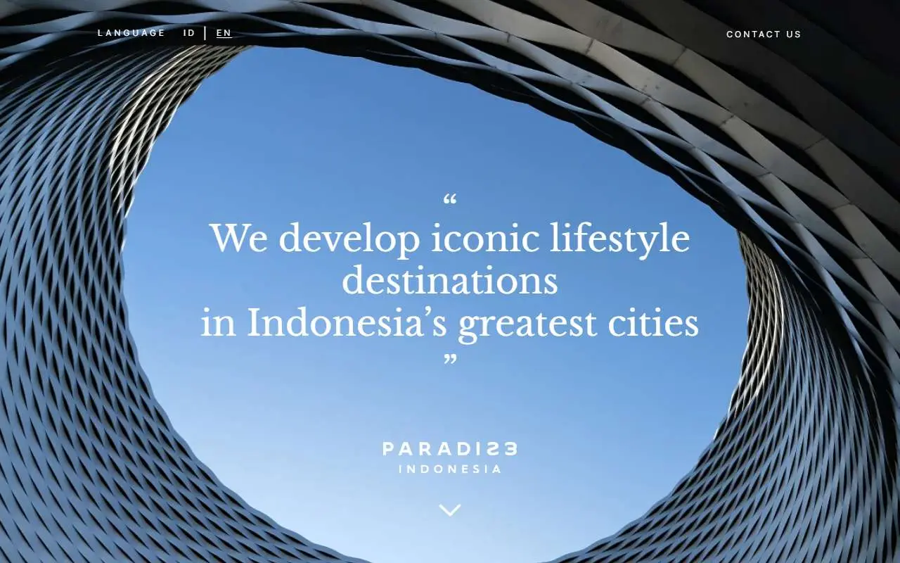 Tampilan website resmi Indonesian Paradise Property (paradiseindonesia.com)