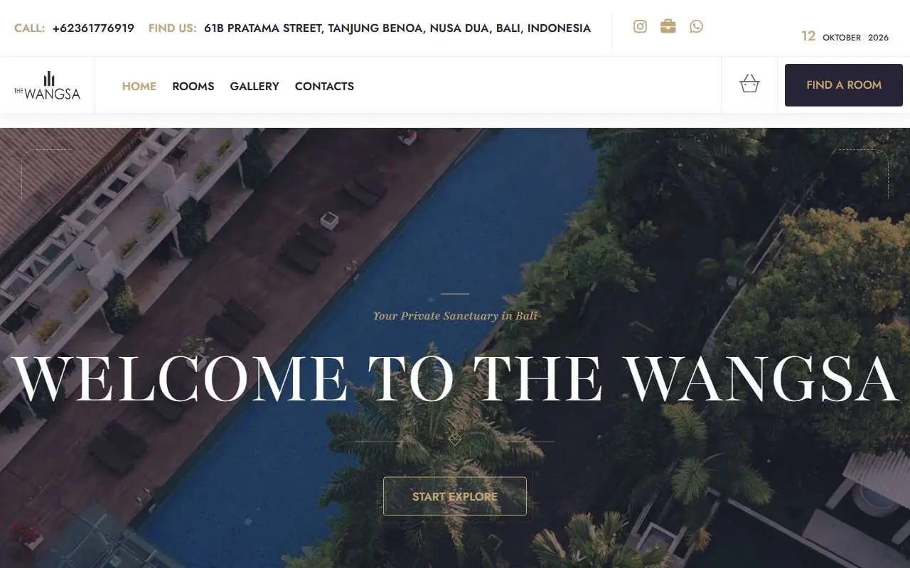 Tampilan website resmi The Wangsa (thewangsavillas.com)