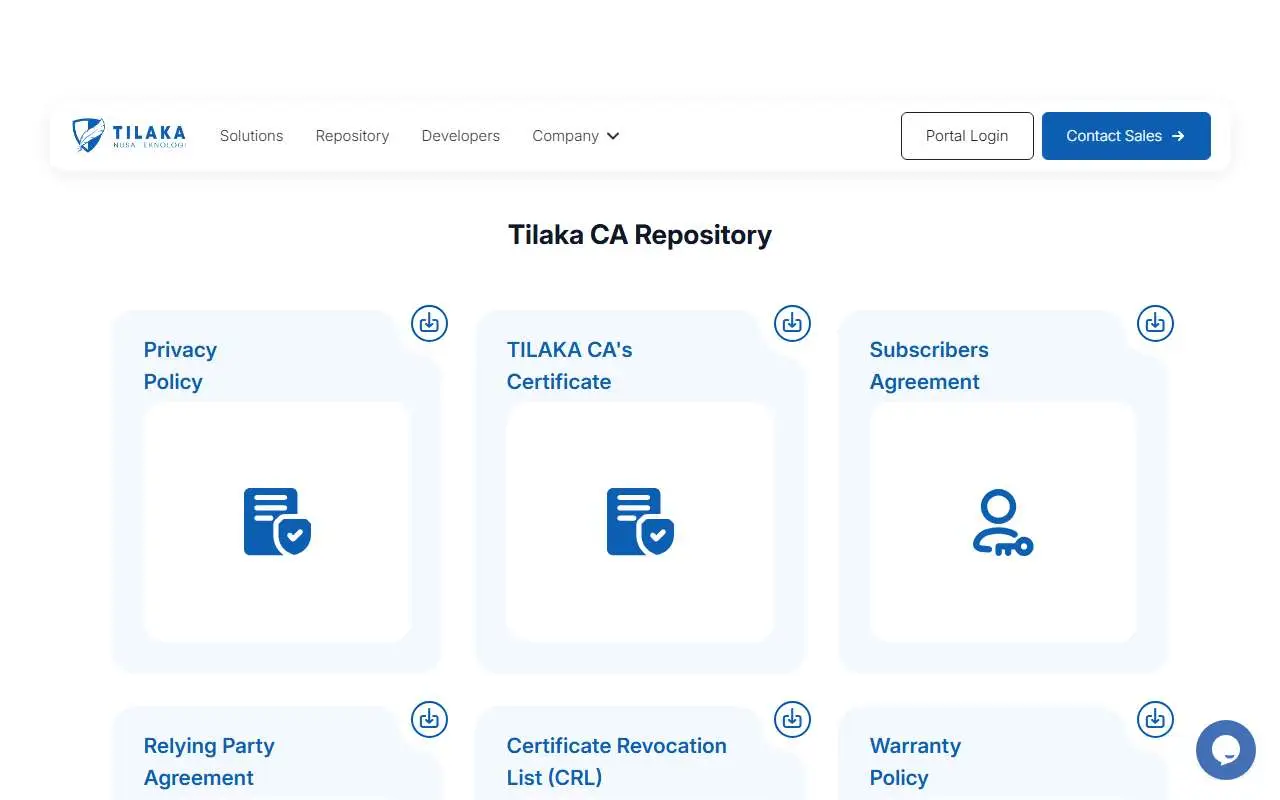 Tampilan website resmi Tilaka (tilaka.id)