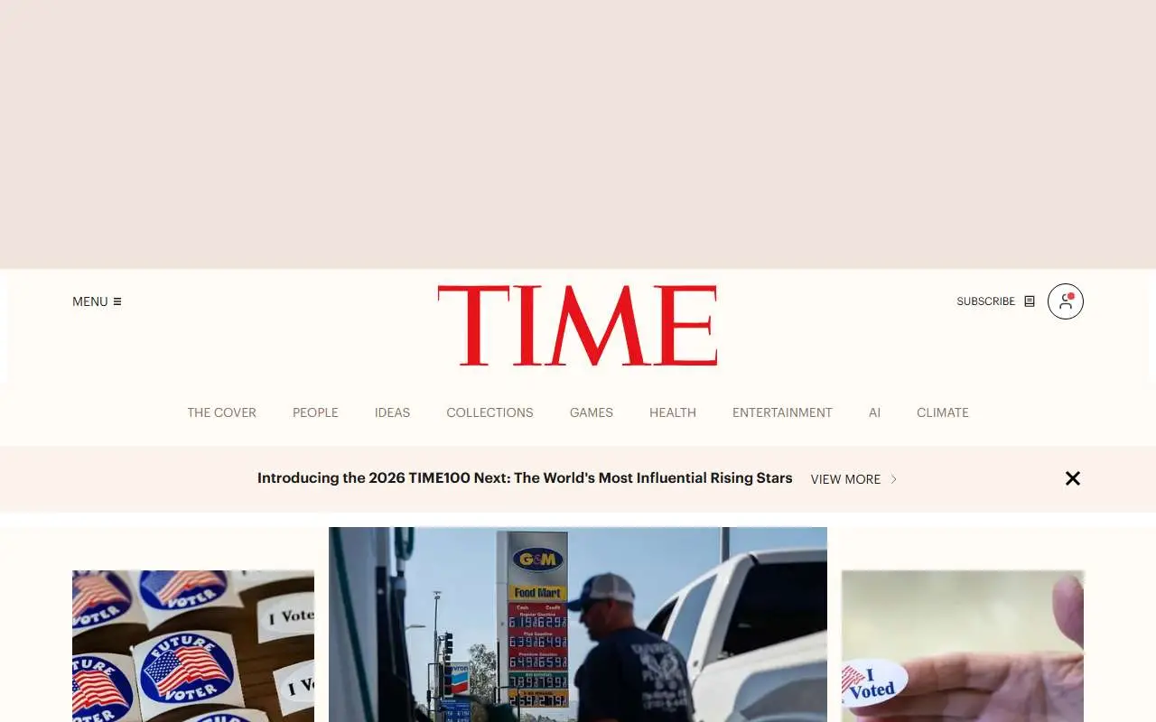 Tampilan website resmi TIME (time.com)