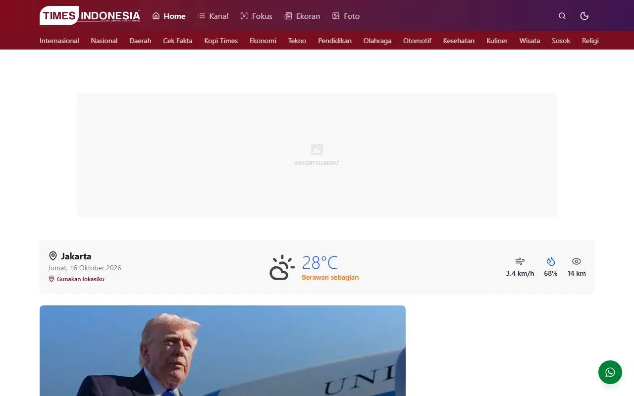 Tampilan website resmi TIMES Indonesia (timesindonesia.co.id)