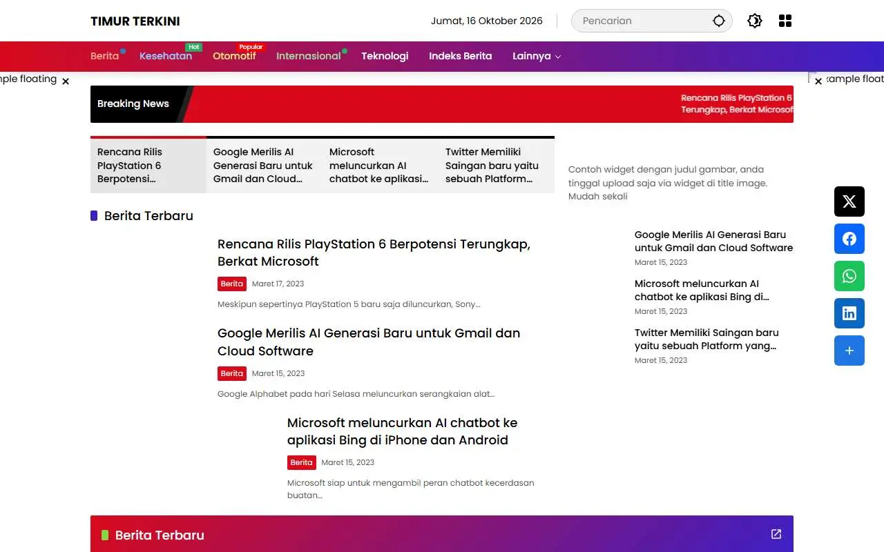 Tampilan website resmi Timur Terkini (timurterkini.com)