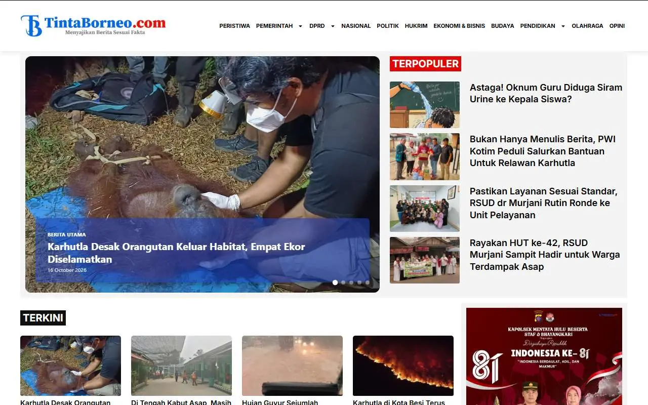 Tampilan website resmi Tinta Borneo (tintaborneo.com)