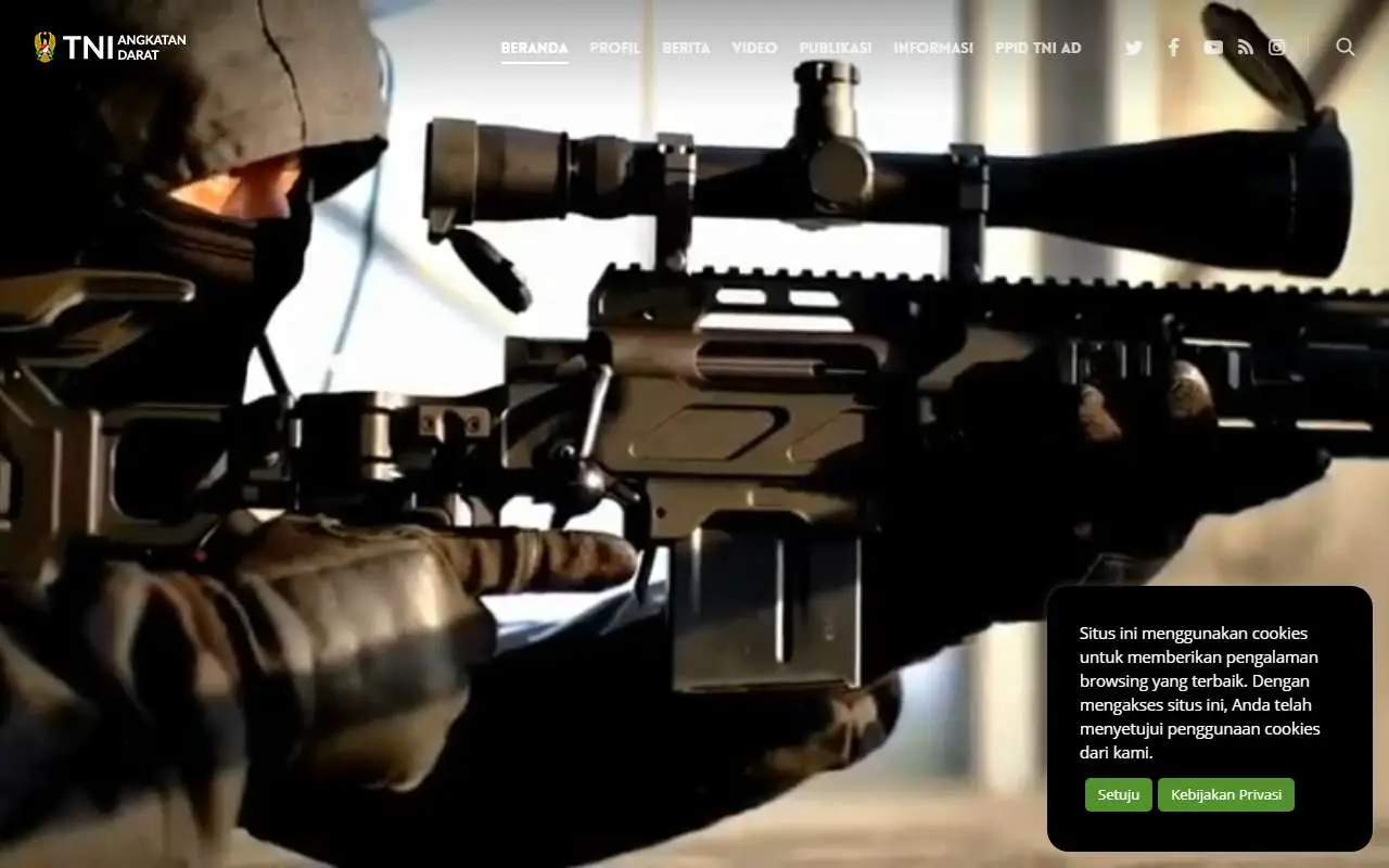 Tampilan website resmi TNI Angkatan Darat (tniad.mil.id)