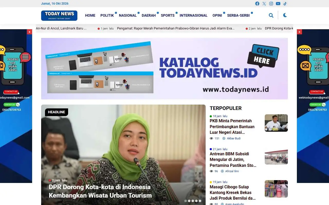 Tampilan website resmi Todaynews (todaynews.id)
