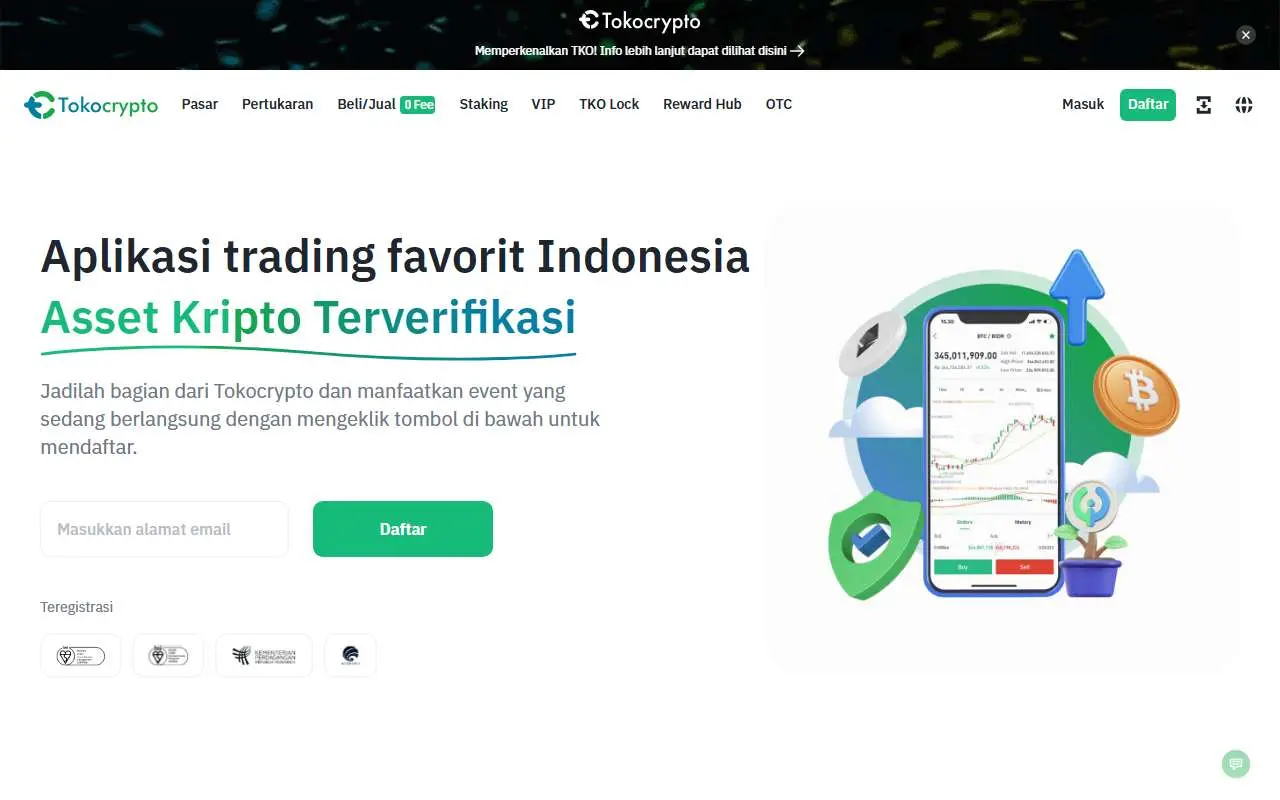 Tampilan website resmi Tokocrypto (tokocrypto.com)