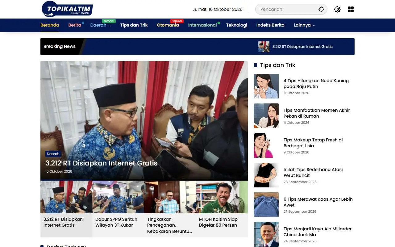 Tampilan website resmi Topikalimantan (topikalimantan.com)