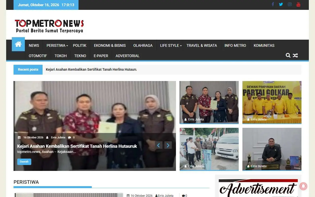 Tampilan website resmi Top Metro (topmetro.news)