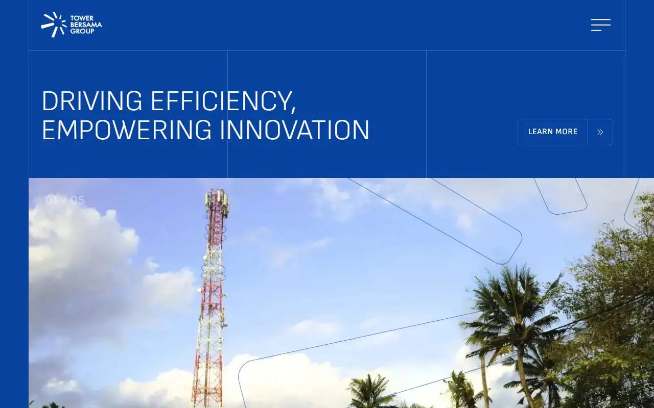 Tampilan website resmi Tower Bersama Infrastructure (tower-bersama.com)