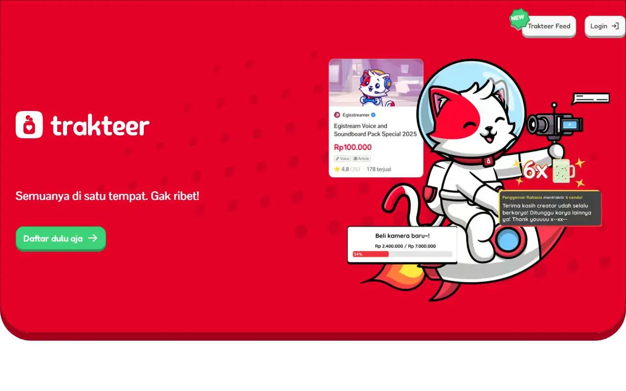 Tampilan website resmi Trakteer (trakteer.id)
