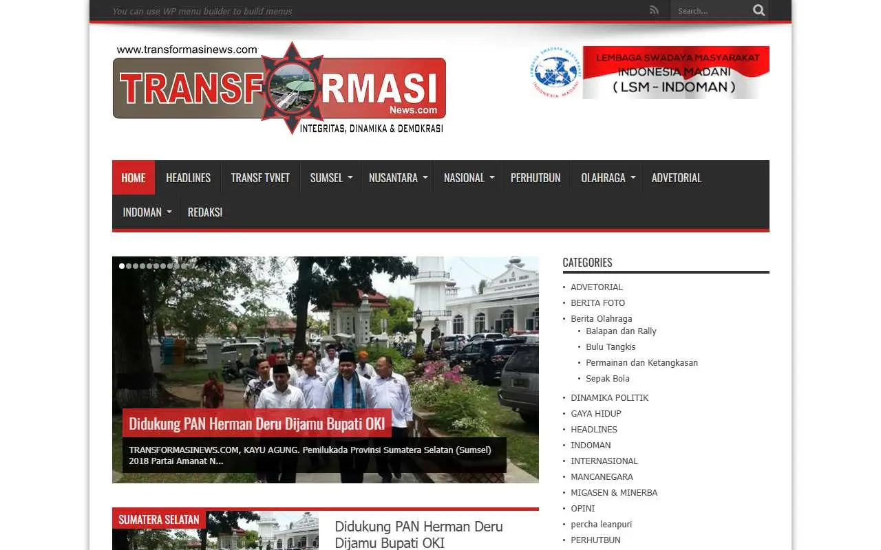 Tampilan website resmi Transformasi News (transformasinews.com)