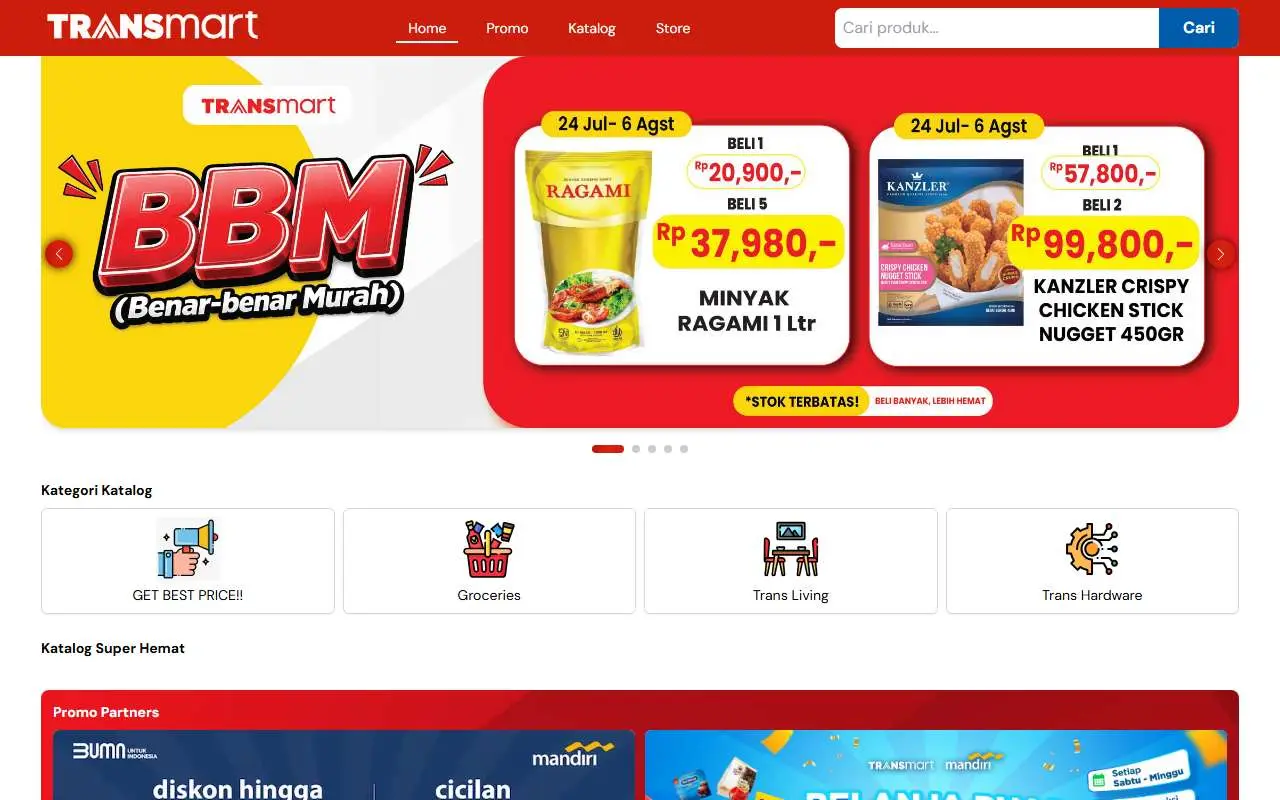 Tampilan website resmi Transmart (transmart.co.id)