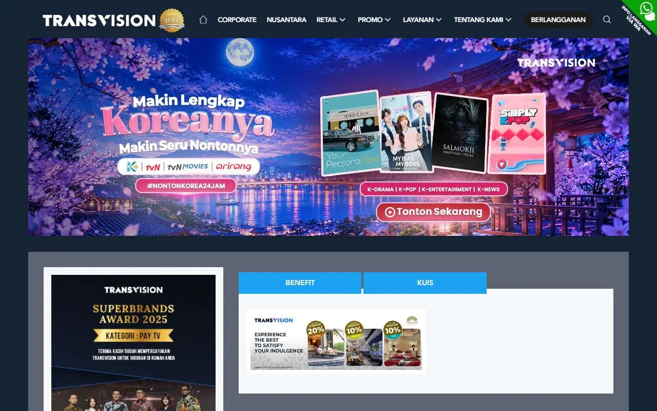 Tampilan website resmi Transvision (transvision.co.id)