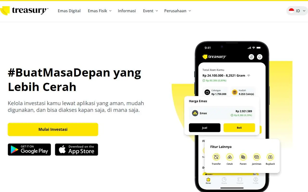 Tampilan website resmi Treasury (treasury.id)