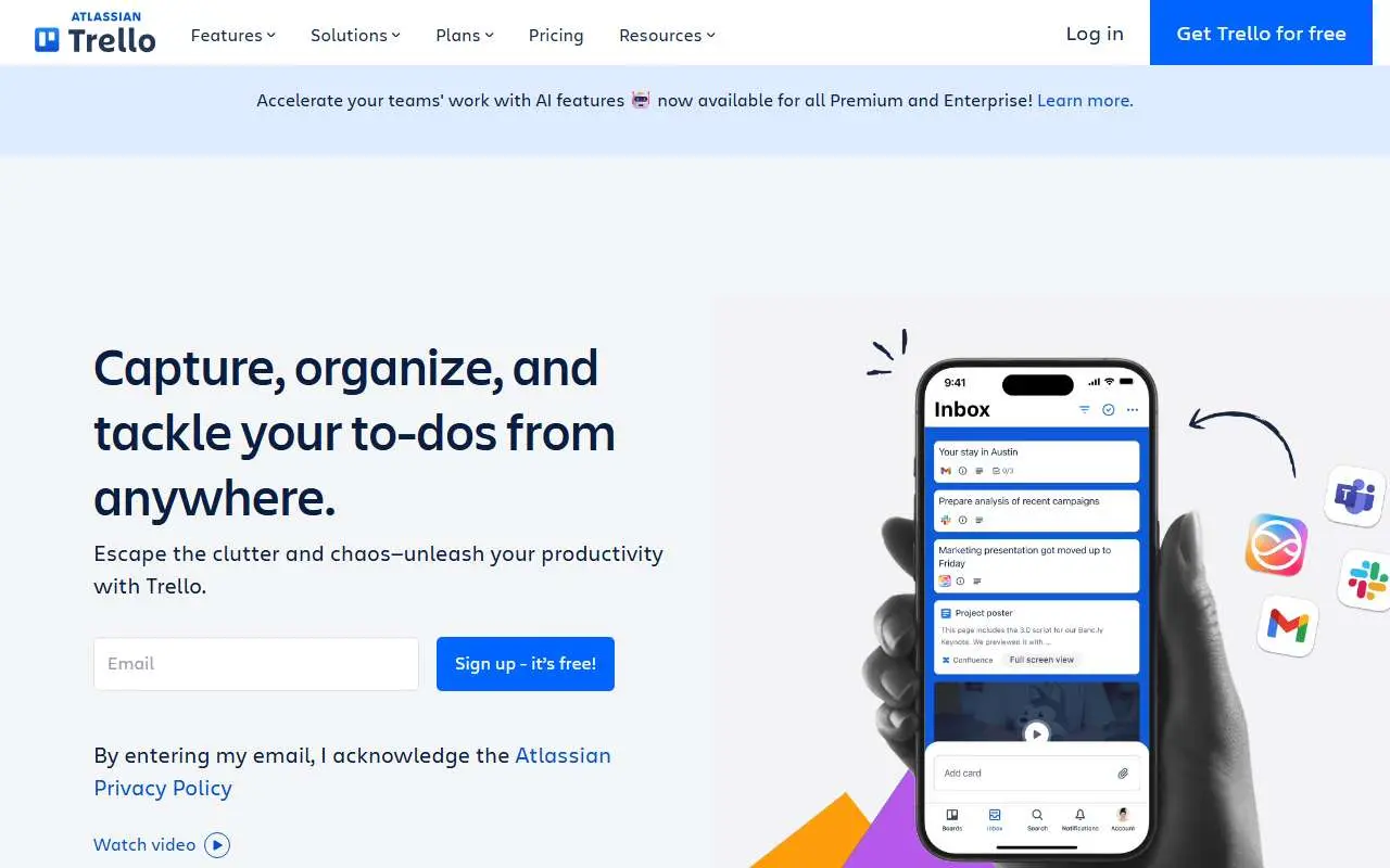 Tampilan website resmi Trello (trello.com)