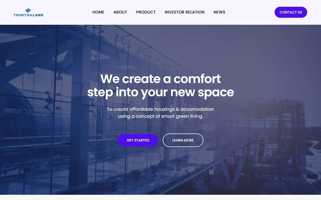 Tampilan website resmi Trimitra Propertindo (trimitraland.com)