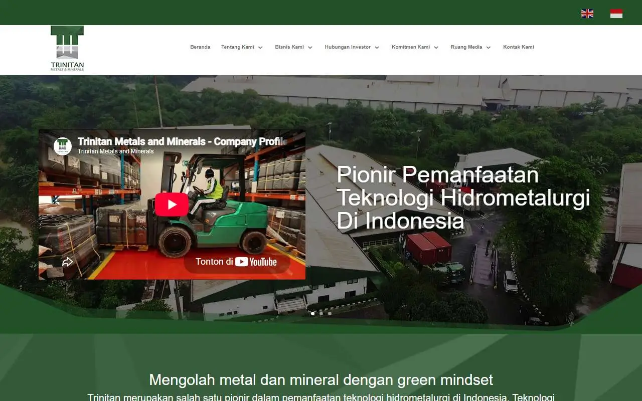 Tampilan website resmi Trinitan Metals and Minerals (trinitanmetals.com)