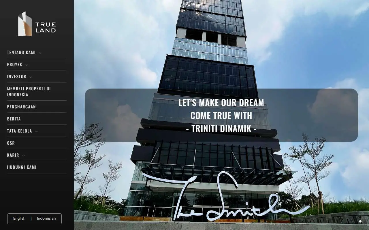 Tampilan website resmi Triniti Dinamik (trinitidinamik.com)