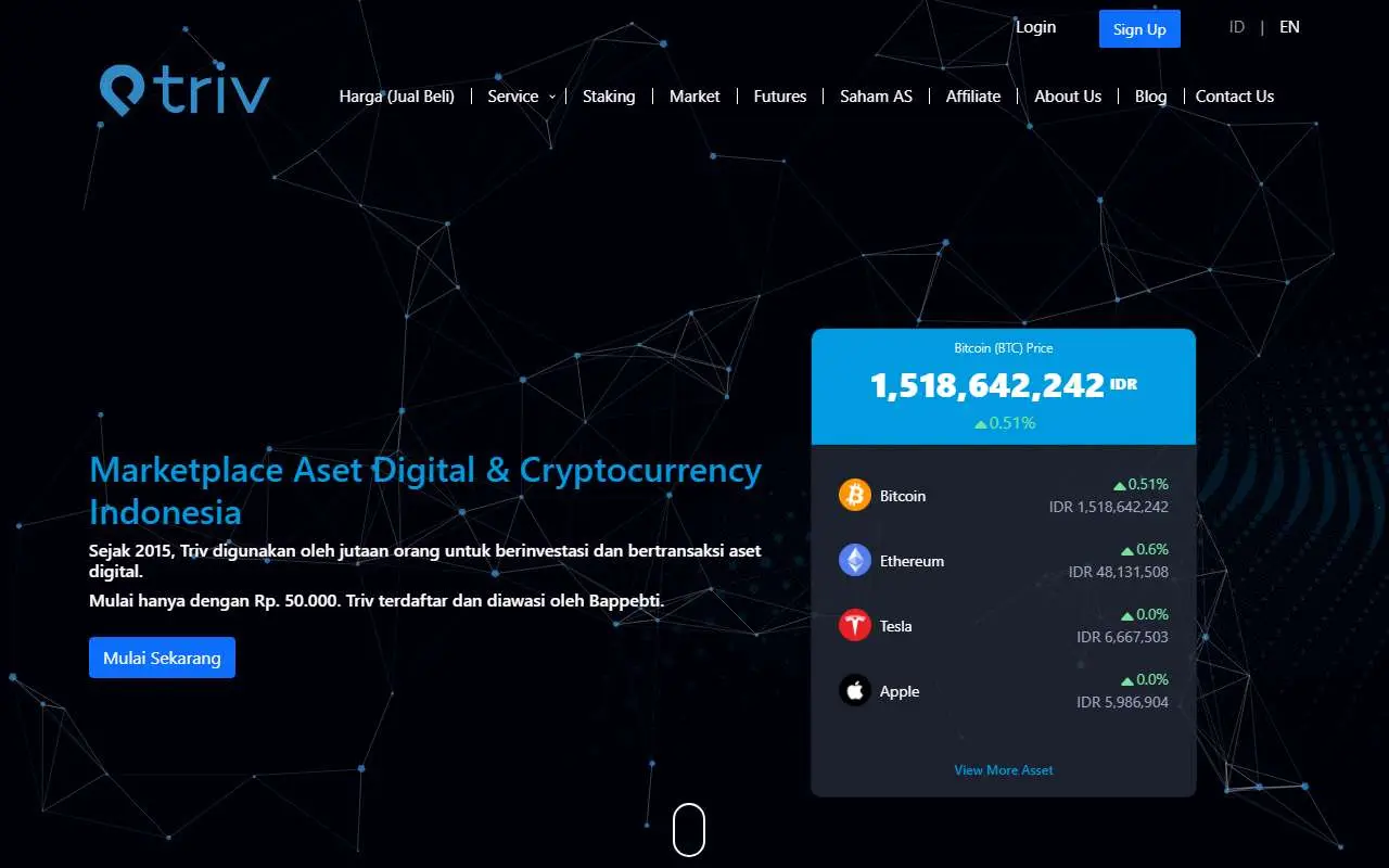 Tampilan website resmi Triv (triv.co.id)