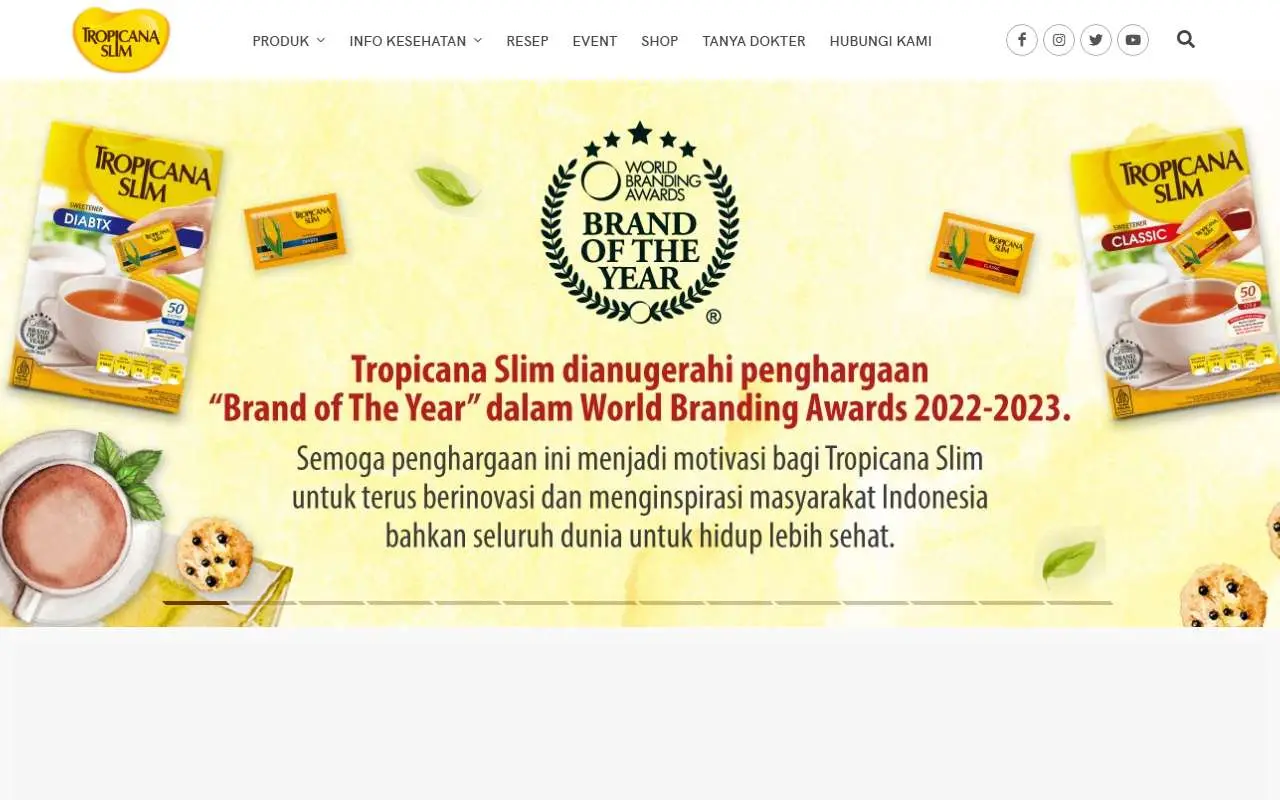 Tampilan website resmi Tropicana Slim (tropicanaslim.com)
