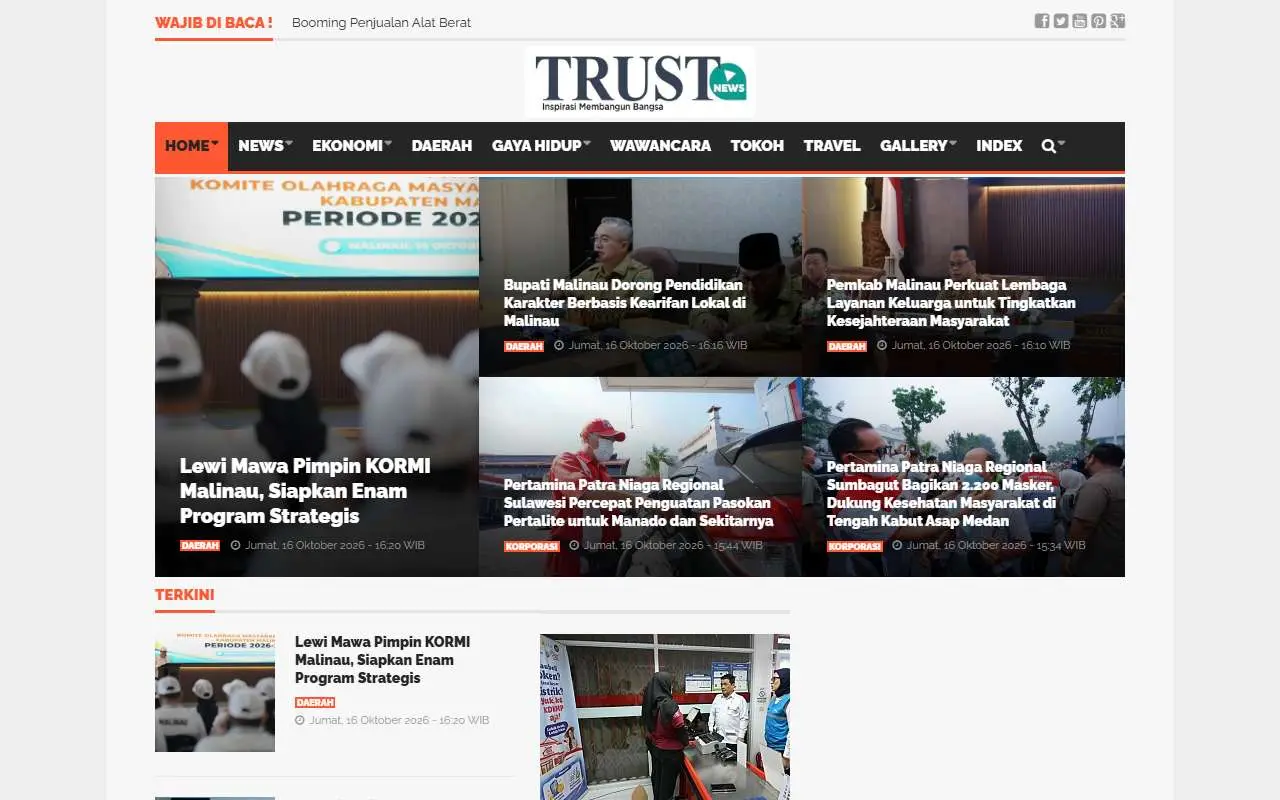 Tampilan website resmi Trust News (trustnews.id)