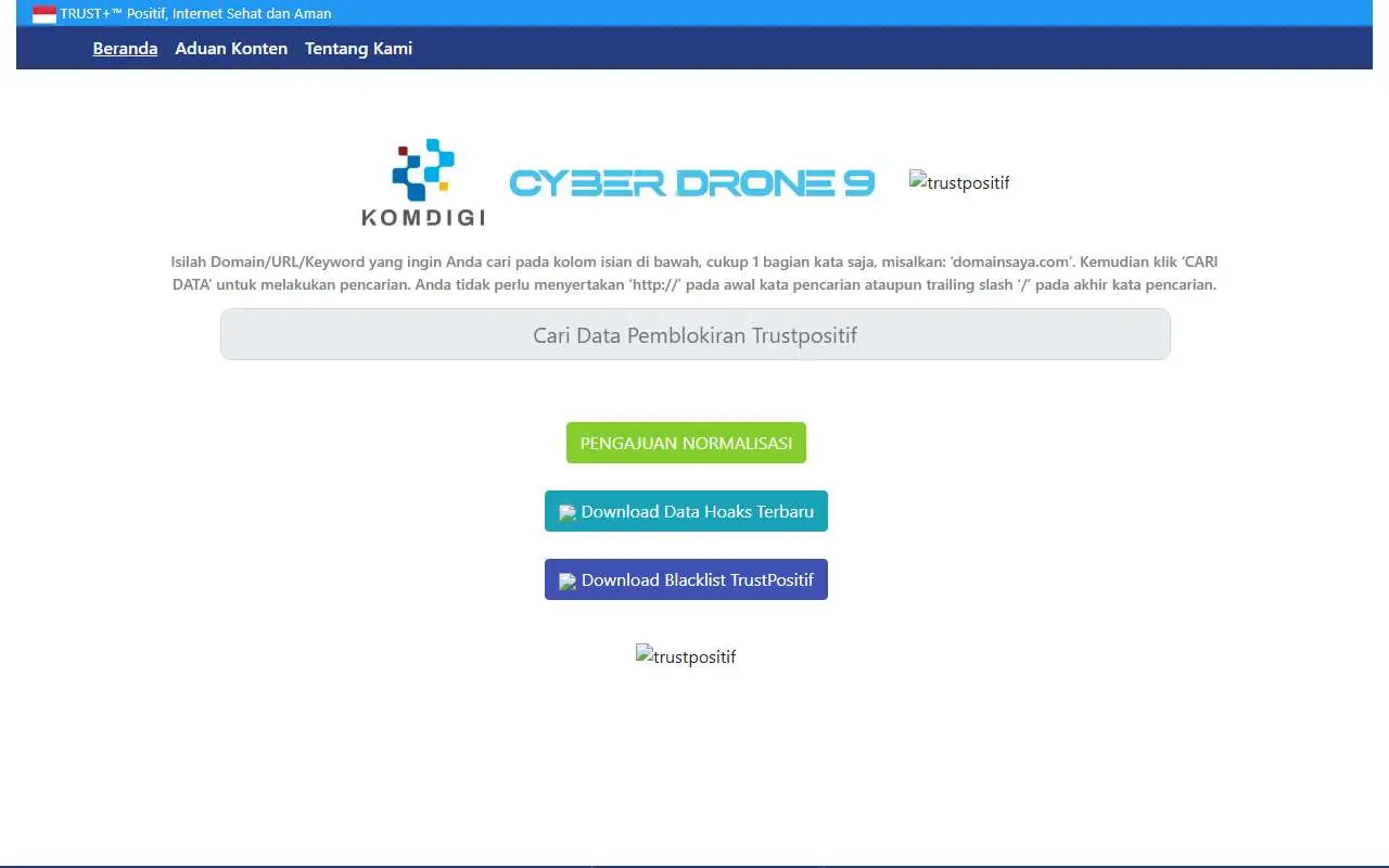 Tampilan website resmi Trust Positif (trustpositif.komdigi.go.id)