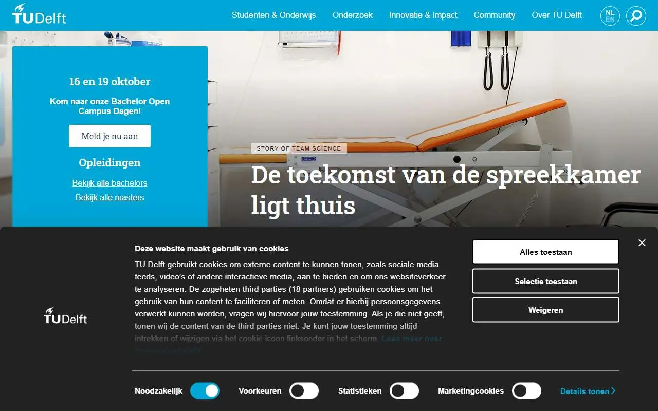 Tampilan website resmi TU Delft (tudelft.nl)