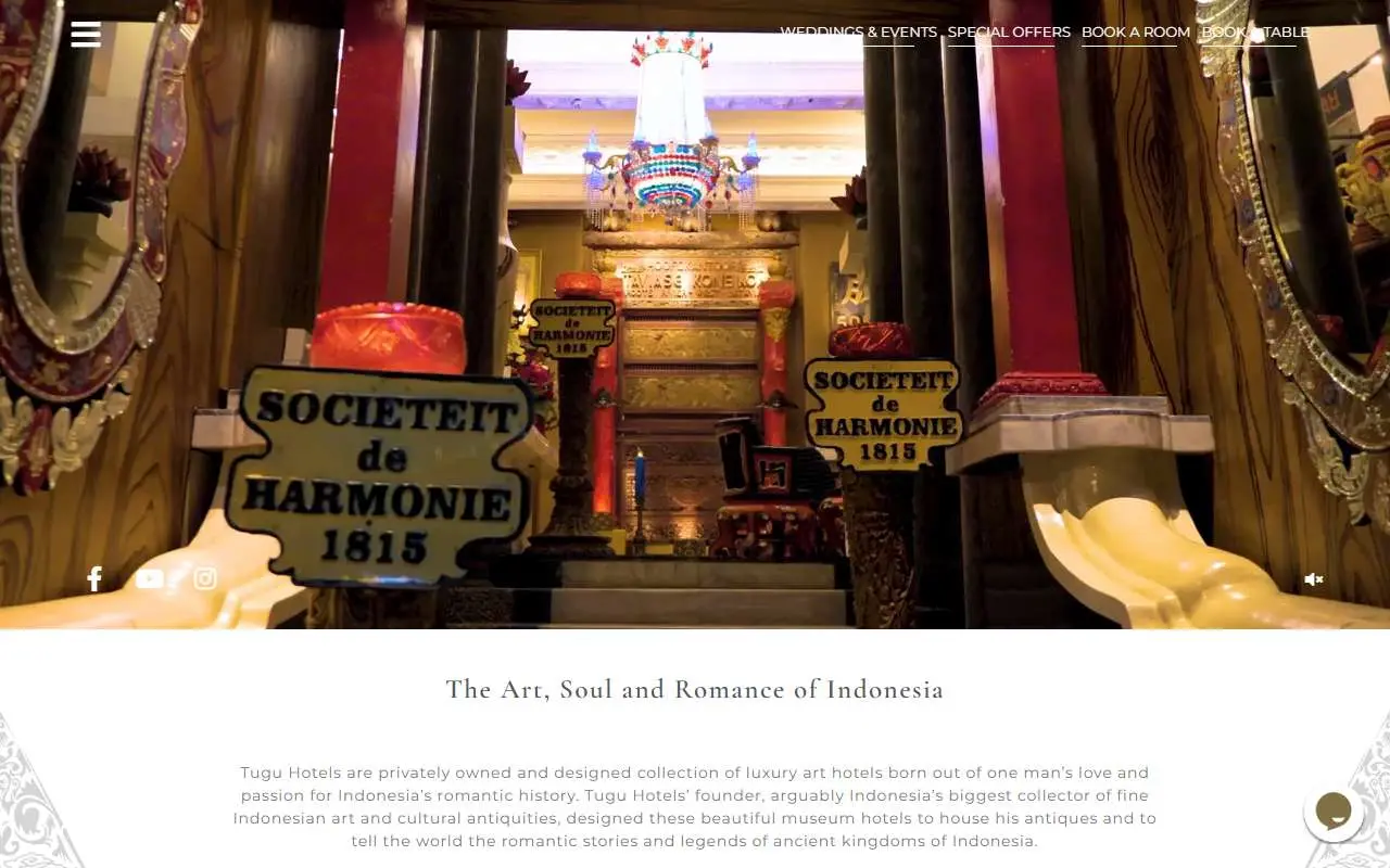 Tampilan website resmi Hotel Tugu Malang (tuguhotels.com)